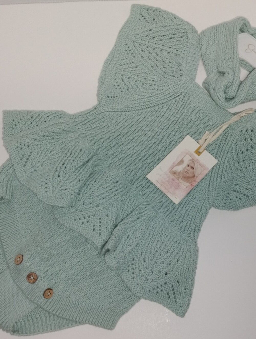Jessica Simpson Mint Green Knit Baby's Sweater with Button Detail